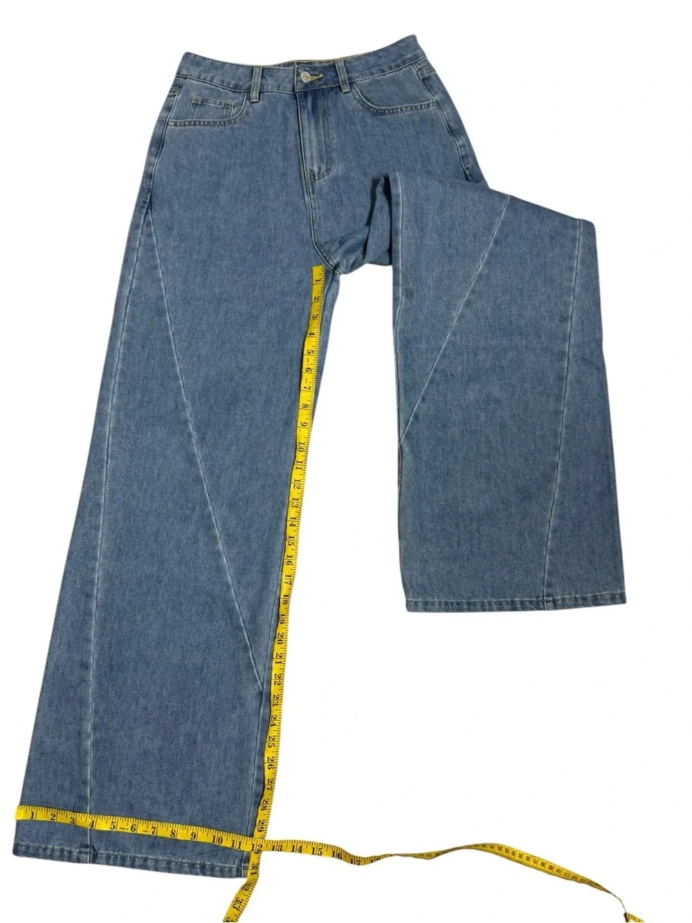 Crescent Victoria Wide Leg Denim Pants NWT Size M High Rise Boho Seamed Jeans